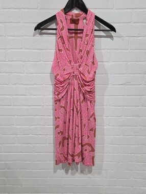 Missoni Pink & Brown Ruched Halter Mini Dress